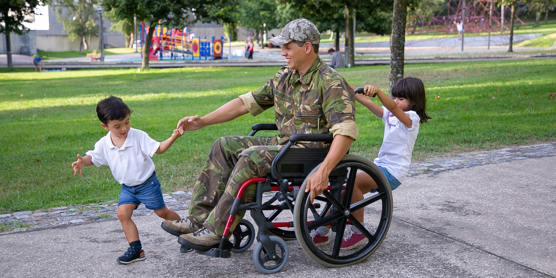 Veteran with Children in Park