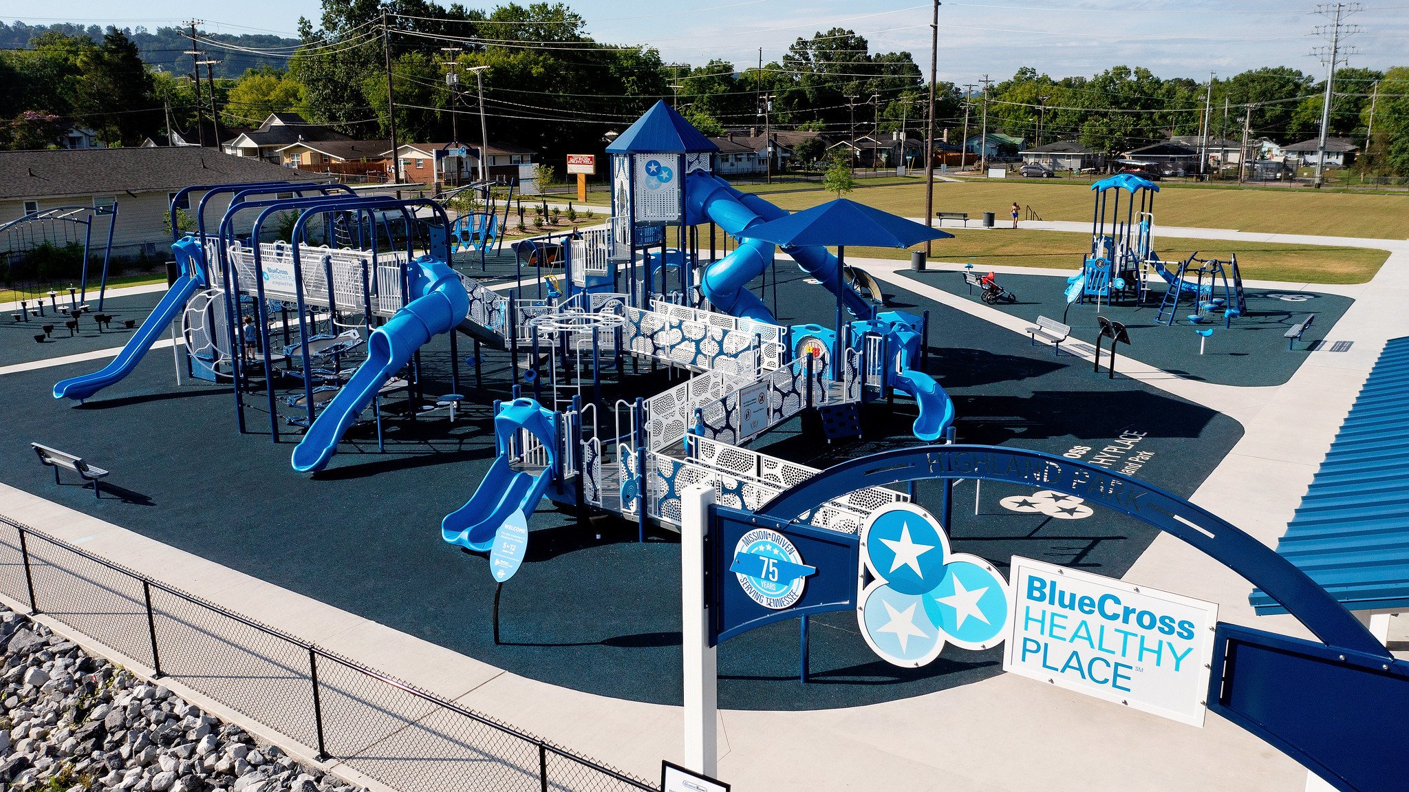 BCBS Healthy Place playground with branded signage
