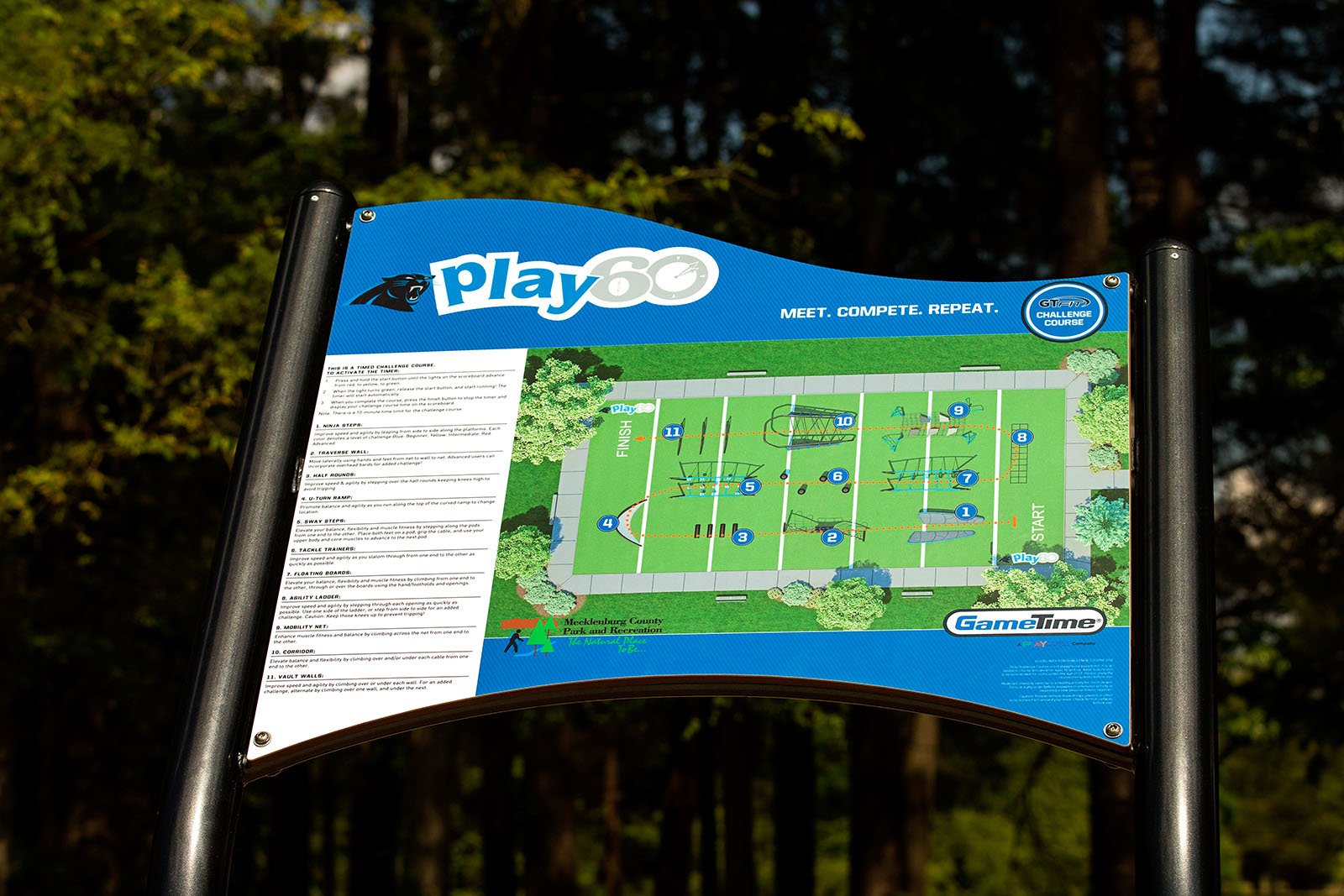 play 60 challenge course sign