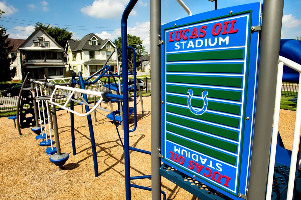 The play structure at the Courage Center Playground