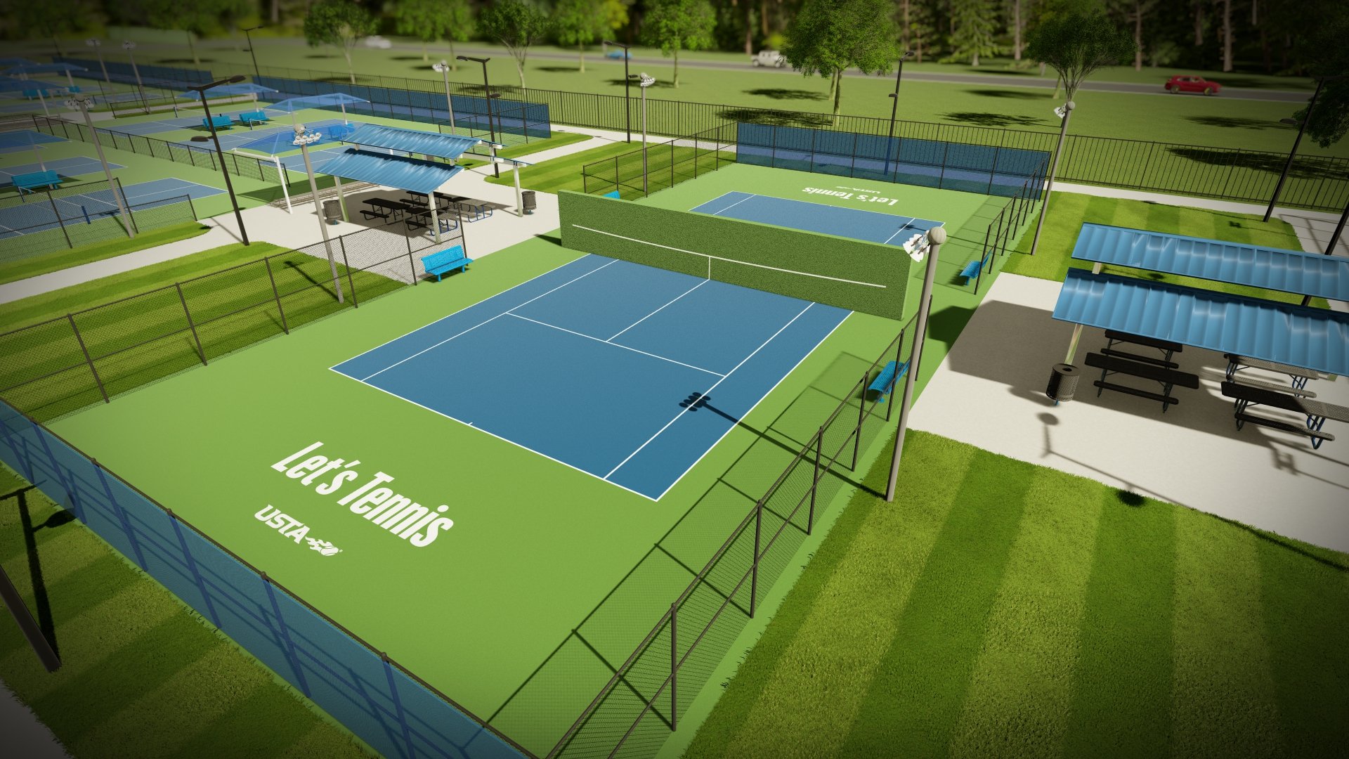 3d rendering of tennis court