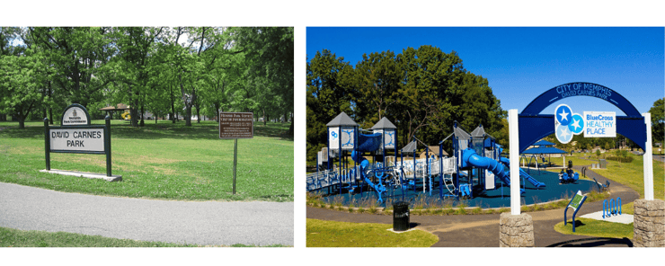 Before and after images of the BCBS park