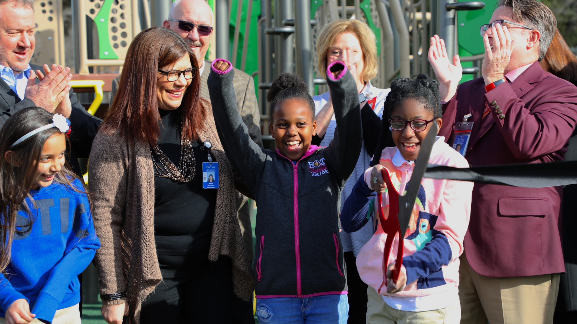 Playground ribbon cutting