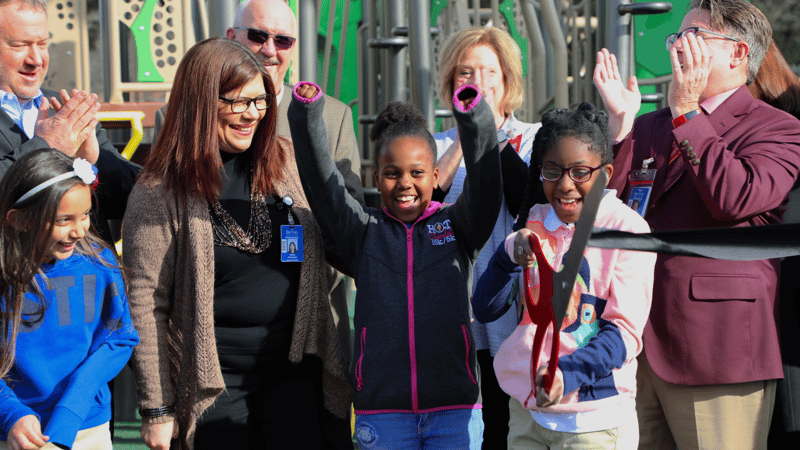 Playground ribbon cutting