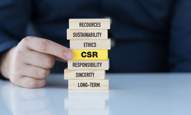 CSR highlighted in stack of values on wooden blocks