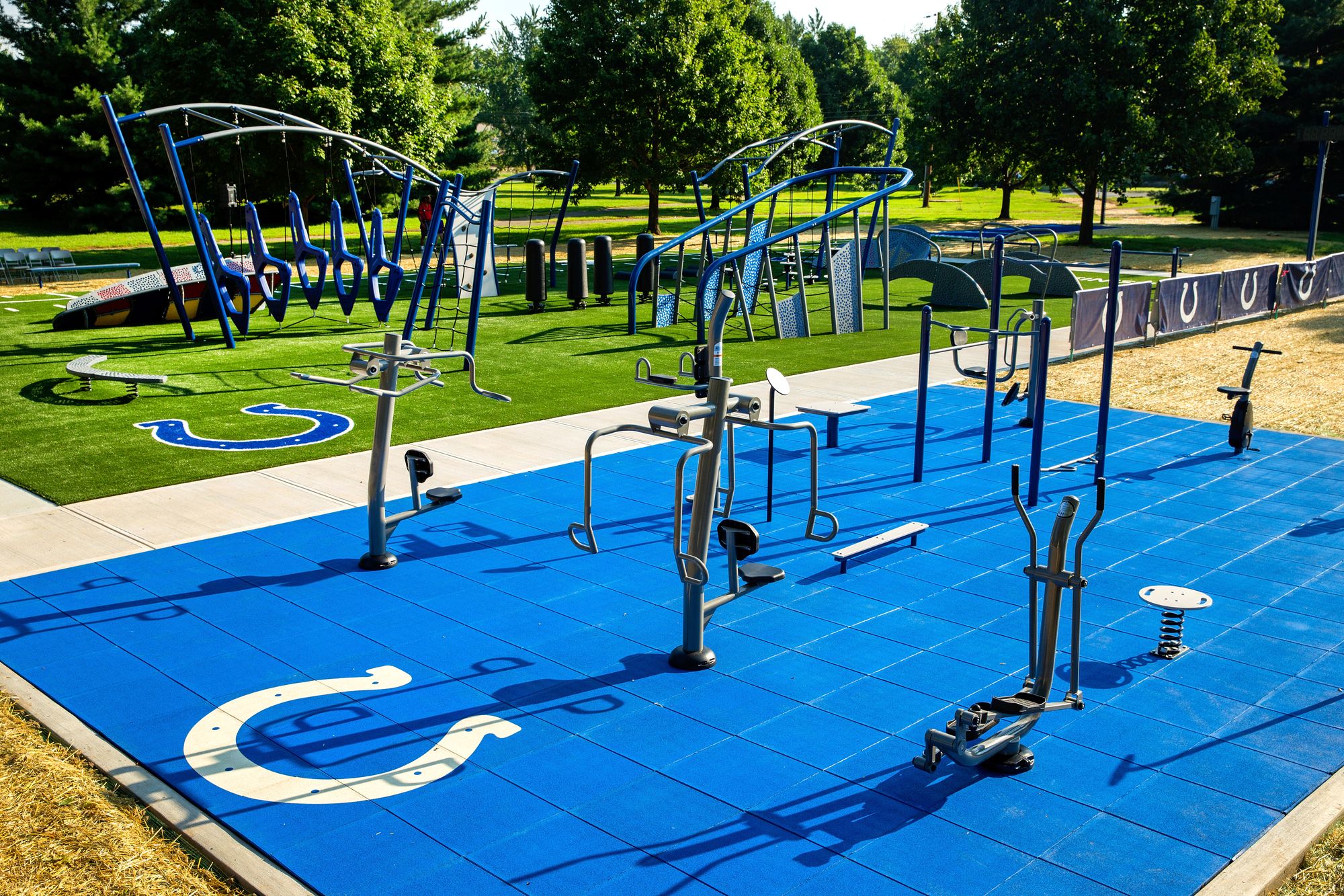 Indianapolis Colts branding on IMPACT Parks fitness equipment